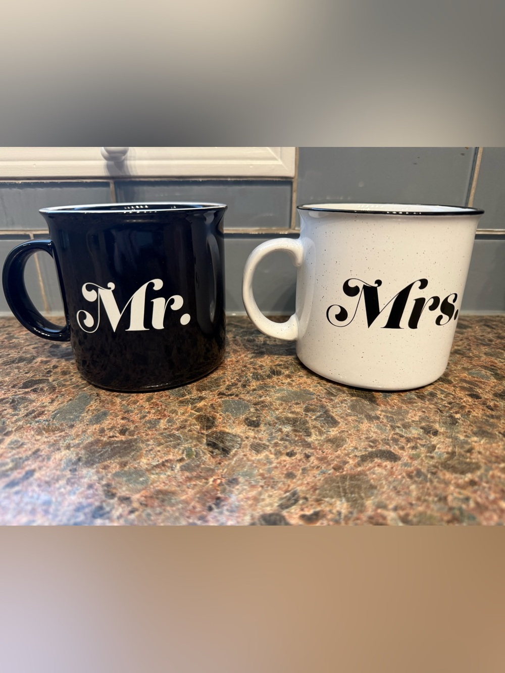 Mr. & Mrs. Ceramic Stoneware Mug - Black